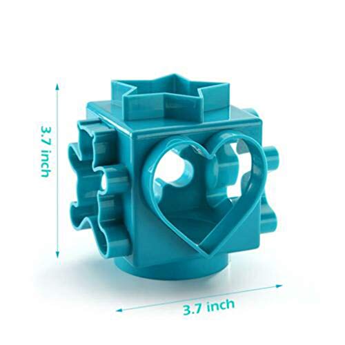 Jeeke 6-in-1 Multifunction Cookie Biscuit Cutter Set Pastry Biscuit Cake Convenient Mould Pastry Donut Doughnut Cutter Set Round Cookie Cutters, Cube (Blue) - Thumbnail 6
