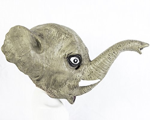 The Rubber Plantation TM 619219293846 African Elephant Mask Latex Jungle Safari Animal Halloween Fancy Dress, Unisex-Adult, One Size, Grey