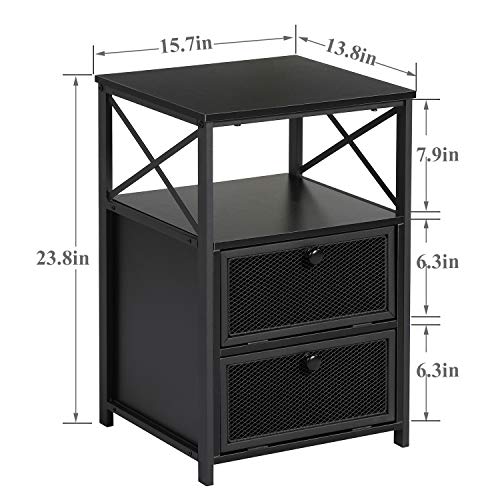 VECELO Nightstand, End Table with flip Drawer, Night Stand for Bedroom