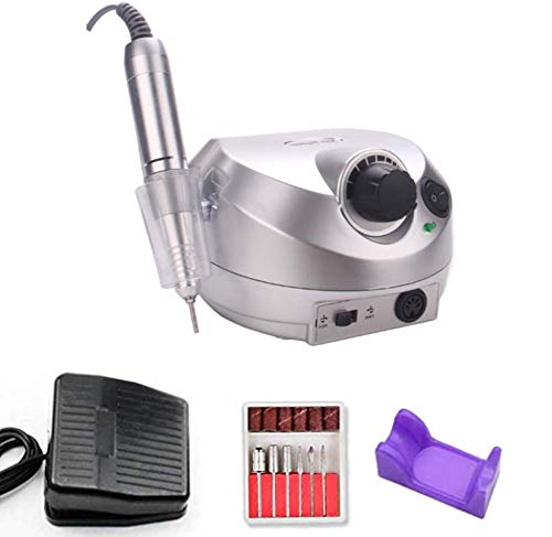 Electric Nail Drill Machine Professional nail file 30,000 speed Lasting work Travel portable Beauty salon and home use Powerful Electric Nail Drill Kit,14x17x8.5cm,Silver,14x17x8.5cm