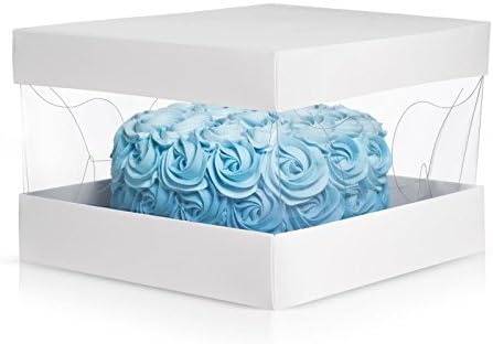 Cake Box set Clear Top- Dream Pack- 10" 10" 8" – Ultra sturdy cake boxes, Carry and display cakes and baked goods for bakeries and home bakers – Fits tall layer and large cakes, Set of 10