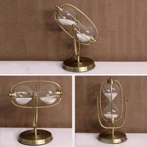Golden Embossed Hourglass Timer - 15 Min, Desk Decor for Vintage & Office, Wedding Gifts (D)