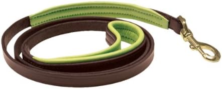 Perri's Leather 1/2-Inch Havana with Lime Skinny Padded Leather Dog Leash, 5-Feet