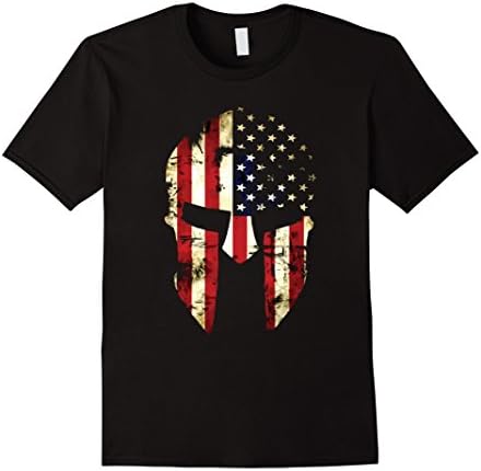 Men's American Flag T Shirts: American Flag Helmet TShirt 2XL Black