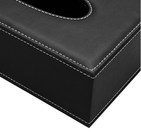 Better-love Luxury PU Leather Rectangular Tissue Box Holder Cover Case Tray Pumping for Home Office Car Automotive (Black)