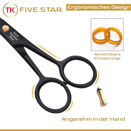 TK Five Star Midnight Premium 6.5 Inch Extra Sharp Hairdressing Scissors Hair Cutting Scissors for Women Men Hairdressers and Children for Fine and Strong Hair Micro-Toothed Rustproof