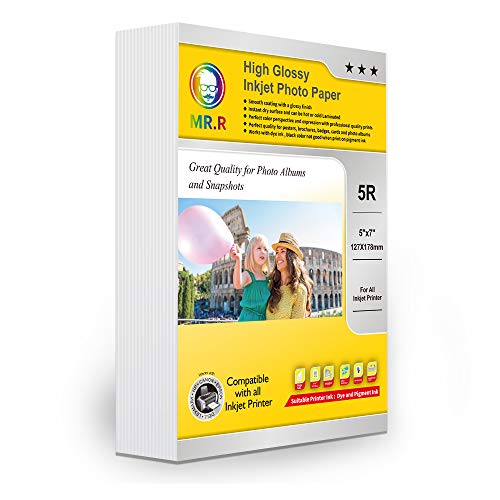 MR.R High Glossy Inkjet Photo Paper 200 GSM, 5 x 7 inch 13 x 18 cm 100 Sheets Photographic Paper for Canon Epson Inkjet Printers Dye Ink โ image 1