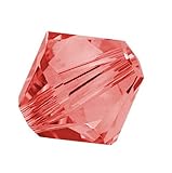 50pcs x Authentic 4mm Swarovski #5328 Xillion Bicone Crystal Beads (Padparadscha) #SWA-b430