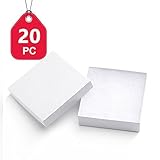 MESHA Cardboard Paper Box for Jewelry and Gift 3.5x3.5x1 Inch Thick White Swirl Paper Box With Cotton Lining, pack of 20