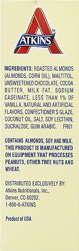 ATKINS ENDULGE TREAT CHOCOLATE COVERED ALMONDS. RICH & CRUNCHY. KETO-FRIENDLY.1 OZ, 5 COUNT (PACK OF 4)