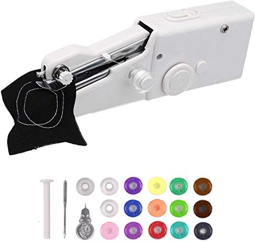 Handheld Sewing Machine,MSDADA Mini Portable Sewing Machine,Electric Household Quick Repairing Tool for Fabric,Kids Cloth,Handicrafts,Home Travel Use(With 14 bobbins)