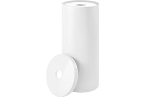 mDesign Plastic Floor Stand Toilet Paper Organizer with Cover, 3-Roll Space-Saving Tissue Storage for Bathroom - Fits Under Sink, Vanity, Shelf, in Cabinet, Corner - Aura Collection - White