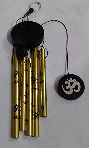 Generic Feng Shui Golden Metal OM Wind Chime with 5 Pipes and Soft Melodious Tune