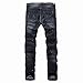 Men's Stretch Straight jeans zipper deco (W31, 01 Black)