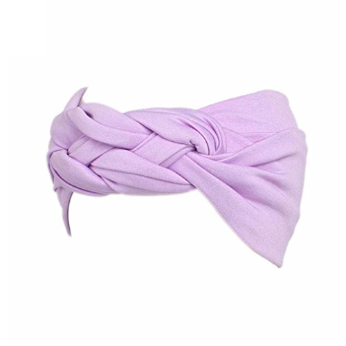 Clearance!Women Turban Headband Ladies Solid Color Wide Head Warp Hair Band Sports Elastic Hairband (Purple)