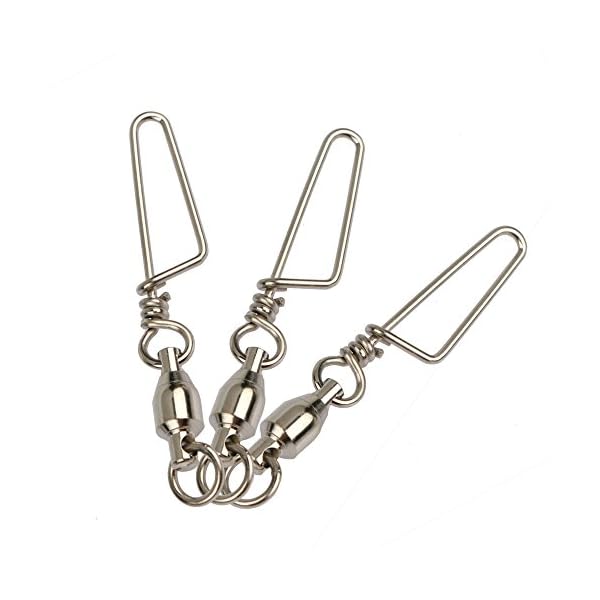 Shelure-Ball-Bearing-Swivel-with-Coastlock-Snap-Strong-Welded-Ring-Fishing-Swivels-Assortment-for-Saltwater-Silver-Coatedpack-of-20
