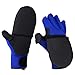 Goture Fingerless Gloves with Cover, Anti-Slip Half Finger Winter Flip-Over Mitten Fishing Gloves for Kayaking Fishing Hunting Riding Cycling (Blue, Size:L)