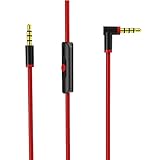Monoy Replacement Beats Audio Cable + Inline Remote / Microphone for Beats by Dr. Dre Headphone Solo 2/3 HD / Studio / Pro / Detox / Wireless - Compatible for Samsung S8 LG V20 G6 iPhone 7 (Red)