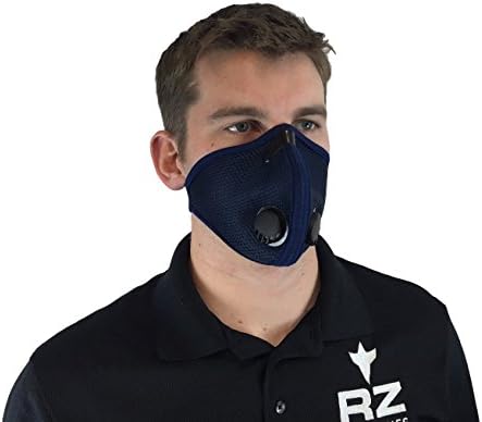 RZ Dust/Pollution Mask Bonus Pack w/5 Laboratory Tested Filters, Model M2, Mesh, Navy Blue, Size XL