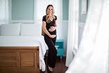 Black Maternity Nursing Wrap Top Sleep Set Sleepwear Medium