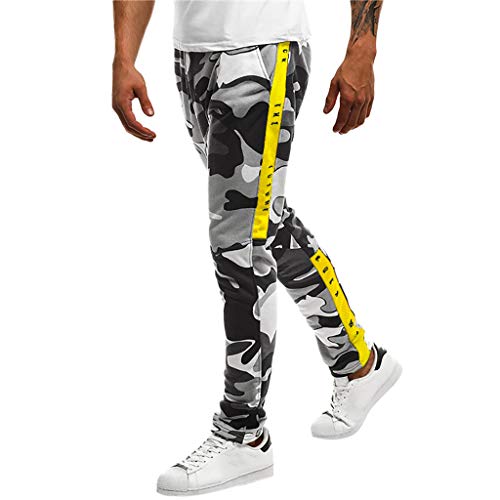 AgrinTol Mens Sports Pants, Men's Splicing Camouflage Overalls Casual Pocket Sport Work Casual Trouser Pants