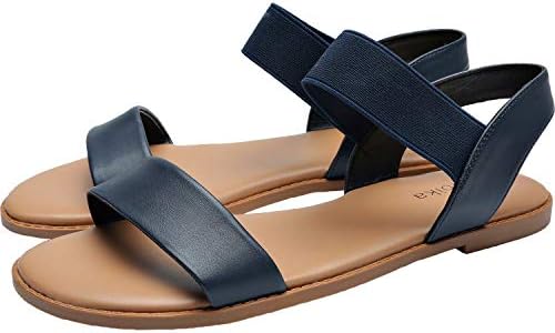 Women's Wide Width Flat Sandals - Classic One Band Elastic Strap Comfortable Summer Shoes.