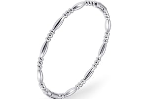 Jude Jewelers Stainless Steel Classic Plain Water Drop Beads Style Open Clasp Bangle Bracelet