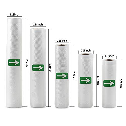 AMJ Vacuum Sealer Bags For Food Saver & Seal a Meal Vac Sealers, BPA Free, Heavy Duty Commercial Grade (5 xRoll)