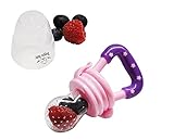 Boppin Baby Food Feeder | Baby Fruit Feeder | Teething Toy | Silicone Teether Nibbler | No Messy Mesh Bag | Free E-Book (Pink)