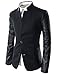 TheLees Mens Slim Leather Patched 2 Button Blazer