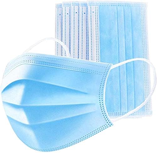 Disposable Face Ma sks, Professional 3-Layer Earloop Mouth Ma sk, (Blue-50Pcs)
