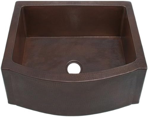 FHA25 inch Hammermarc Copper Kitchen Sink Rounded Front Apron Front w/Flat Ends