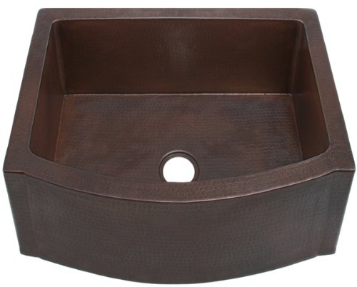 FHA25 inch Hammermarc Copper Kitchen Sink Rounded Front Apron Front w/Flat Ends