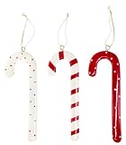 SALLY FOSTER Ceramic Candy Cane Ornaments - Set Of 3