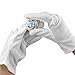 Ishua 12 Pairs White Cotton Gloves Working Protective Gloves Jewelry Inspection Gloves, Large Size 9.2 Inch Long, Multi-function For Coin Silver Inspection Dry Hand Cosmetic Moisturizing Working Spa