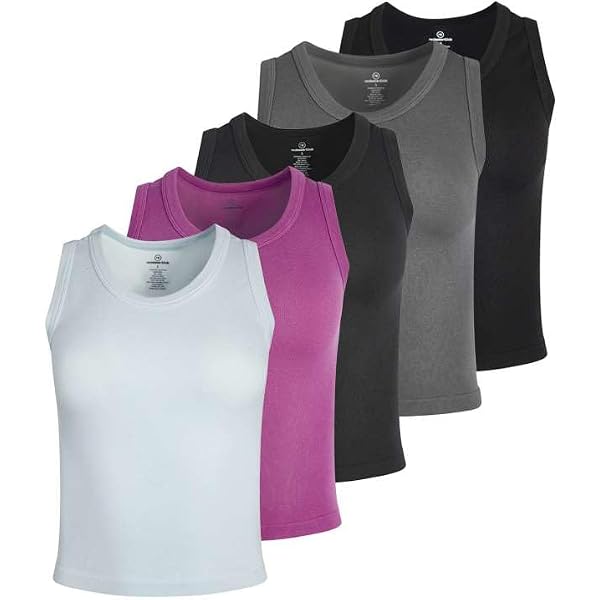 Zenana Outfitters Women's Ribbed Tank Tops 4-Pack - Basic Racerback Camisoles, Black, White, Navy, Grey