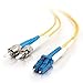 C2G 37475 OS2 Fiber Optic Cable - LC-ST 9/125 Duplex Single-Mode PVC Fiber Cable, Yellow (6.6 Feet, 2 Meters)