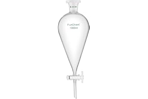FunChem Conical Separatory Funnel 1000 mL with 24/29 Joints and PTFE Stopcock, Borosilicate Glass Separating Funnel Heavy Wal