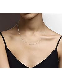 MiaBella - Collar de plata de ley 925 italiana, 0.051 in, corte de diamante, fino, ajustable, para mujer, color blanco o oro amarillo de 18 quilates, 24.0 in
