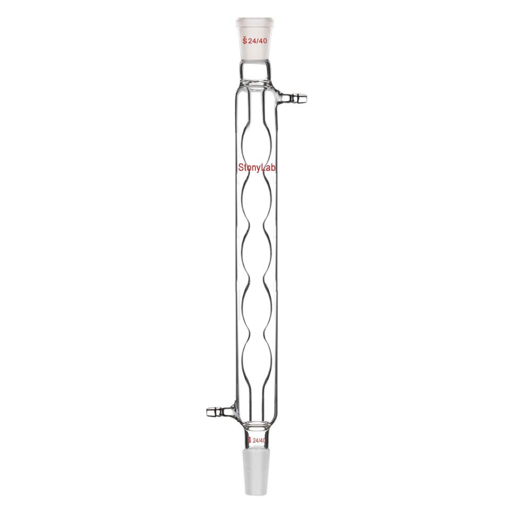 StonyLab Borosilicate Glass Allihn Condenser with 24/40 Joint 300 mm Jacket Length Lab Glass Condenser