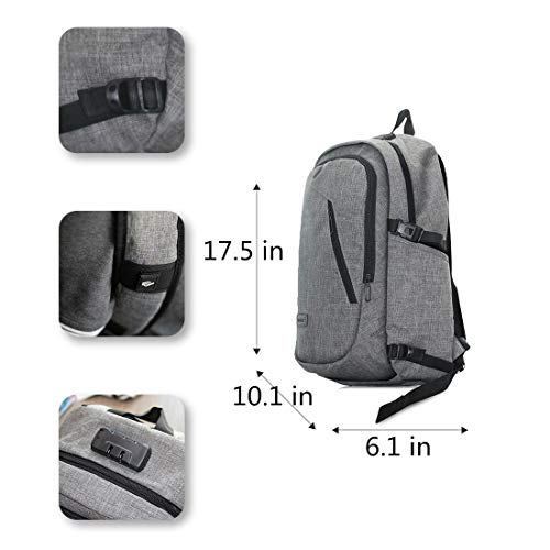 Travel Bag Laptop Case Backpack Anti-Theft Water Resistant Laptop Backpack School College Bag with USB Charging Eerphone Port,Fits Under 15.6 Inch Laptop or Netbook for Men and Women - Thumbnail 3