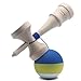 CANSHOW Kendama Maple Wood Toy - Rubber Blue Yellow and White Tama Deluxe Pro Model - with Extra String