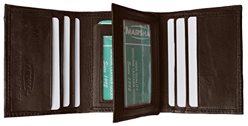 Mens Brown Leather Wallet Lamb Classic Trifold by MarshalÂ® wallet