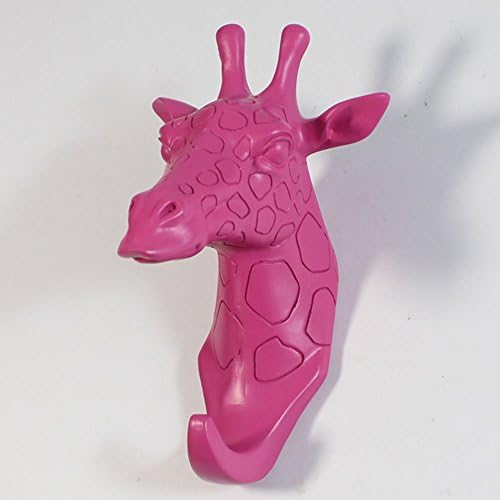 Bueer Creative Resin and Iron Rustic Vintage Animal Head Wall Mounted Hanger Iron Rack Cloth Coat Scarf Towel Bag Key Wall Hooks Rack Bathroom Kitchen Decoration (Giraffe)
