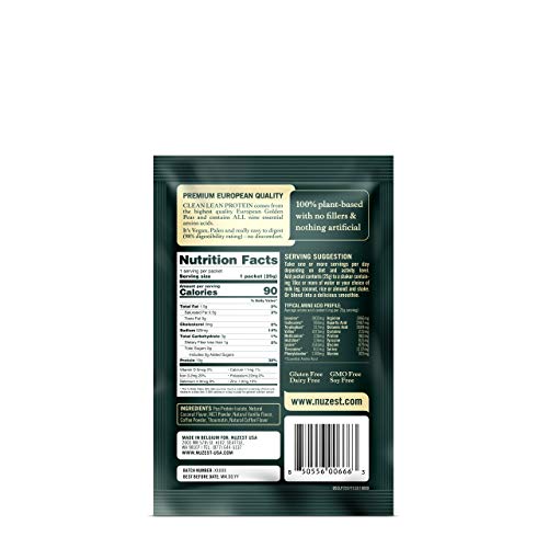 Nuzest Clean Lean Protein Functionals - Premium Vegan Protein Powder, European Golden Pea Protein, Dairy Free, Gluten Free, GMO Free, Naturally Sweetened, Coconut, Coffee & MCTs, Single Serving