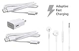 OEM Authentic Fast Adaptive Samsung Travel Charger+Two (2) 5 foot Micro USB 2.0 Data Charging Cables+OEM Headphones for Galaxy Note 4 5 S6 S6 Edge + S7 S7 Edge