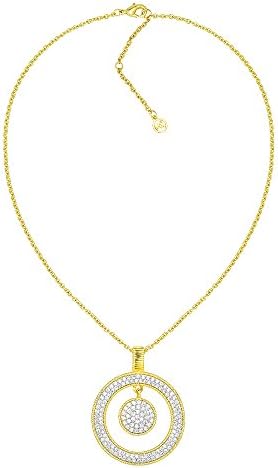 BIJOUX BOBBI Pave Cubic Zirconia Open Circle with Dangling Disk Pendant Necklace