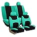 FH Group Stylish Full Set Car Set Covers Front Set and Rear Split Function, Airbag Compatible – Universal Fit for Cars Trucks & SUVs (Mint/Black)