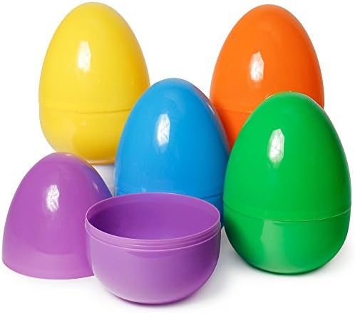 8" X-Large Empty Plastic Egg 5 Pack Orange, Blue, Yellow, Purple, and, Green Jumbo Eggs