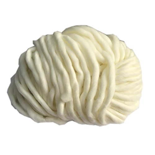 Makaor Soft Knitting Wool Yarn Super Bulky Arm Wool roving Crocheting DIY by Length : 35.2M (Â±2M), White